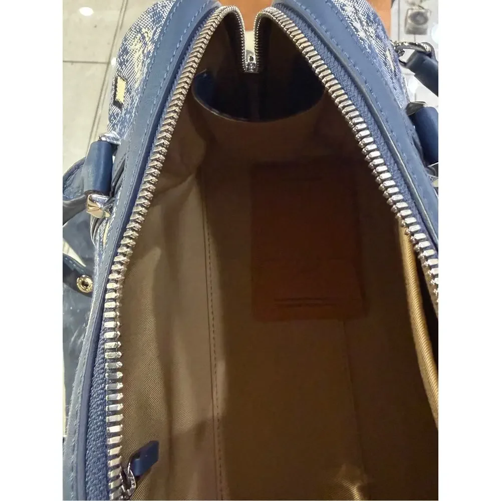MCM Small Boston Bag In Denim Visetos New